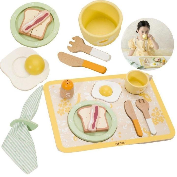 Image du produit Classic World Set de petit déjeuner vintage en bois avec plateau, 13 pcs.