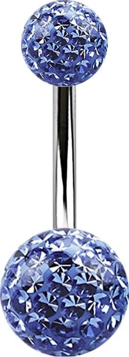 Produktbild Star Piercing Banane silber mit zwei Kristall Kugeln hellblau Epoxy Schutzschicht (Chirurgenstahl 316L)