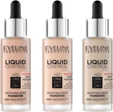 Immagine prodotto Eveline Liquid Control Hd Fondotinta in gocce opacizzante 015 Vaniglia chiara 32ml (015 Vaniglia chiara)
