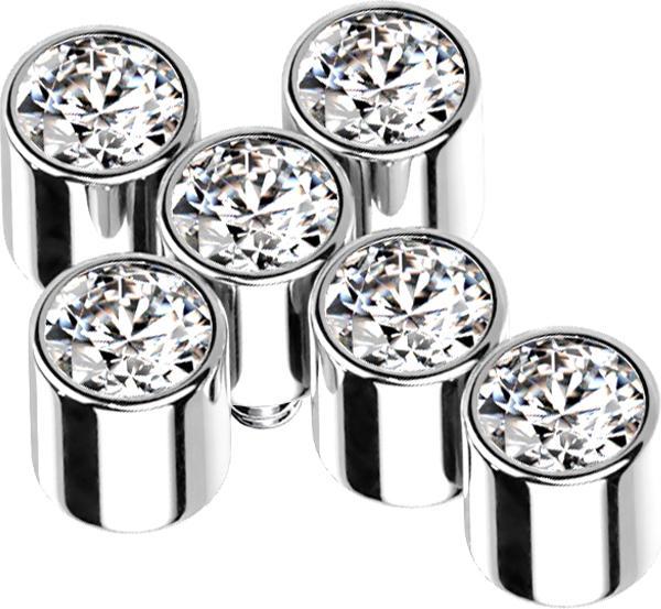 Produktbild Star Piercing Dermal Anchor silber Kreuz sechs Kristalle silber (ohne Messing, Titan G23)