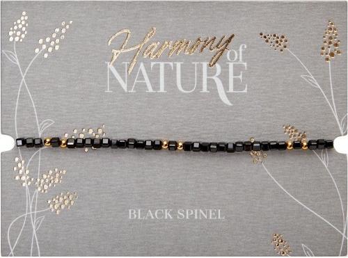 Actual product image HCA Armband - "Harmony of nature" - Schwarzer Spinell - vergoldet (17 cm, Gemstone combined with gold-plated stainless steel spheres)