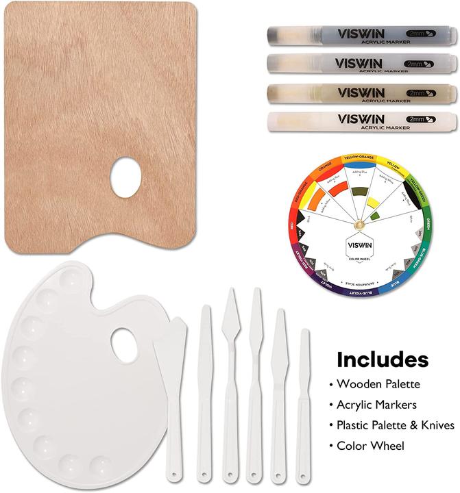 Produktbild Viswin Deluxe Acrylfarben-Set mit franzoesischer Staffelei