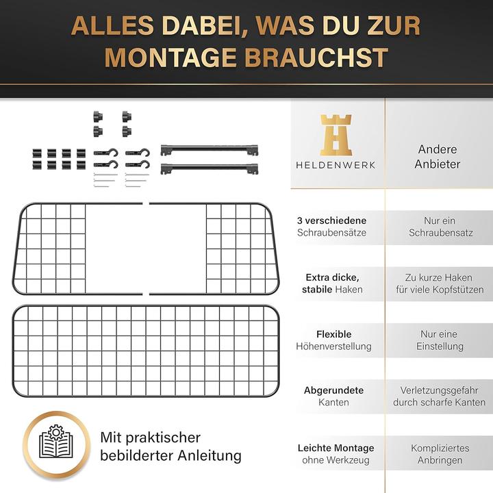 Image du produit Heldenwerk Kofferraum Hundegitter (Chien, Respirant)
