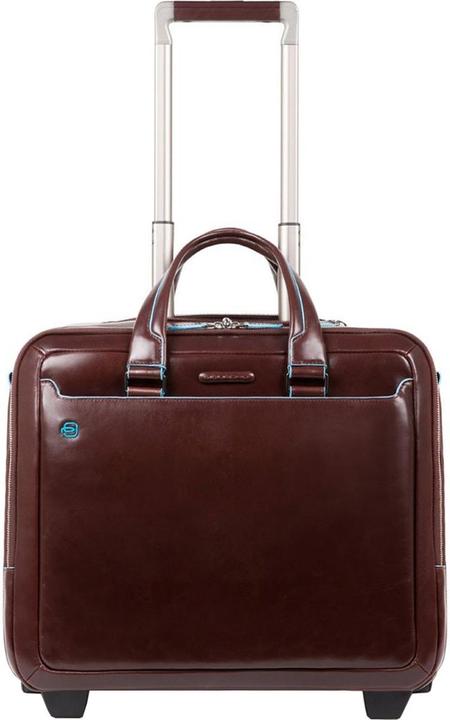 Piquadro Black Square Briefcase with wheels 2 compartments brown
