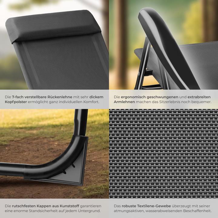 Image du produit tectake Chaise de camping pliable MÜRITZ en aluminium avec appui-tête