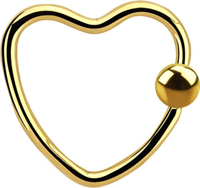 Produktbild Star Piercing Micro Ball Closure Ring vergoldet Herz mit Kugel (Chirurgenstahl 316L, ohne Messing)