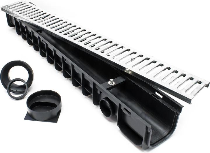 Actual product image Wiltec Drainage Storm Ground Channel 4x1m 1.5t Heelguard Galvanised Rain Waste Sewage Water Drain
