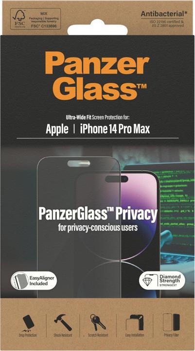 Produktbild PanzerGlass Ultra Wide Fit Privacy (1 Stück, Apple iPhone 14 Pro Max)