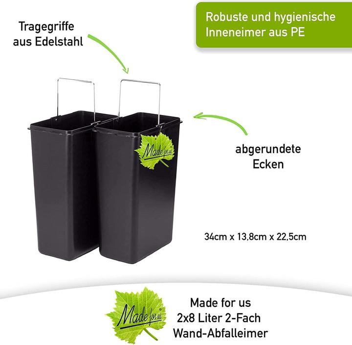 Produktbild Made for us Wand-Abfalleimer, 16 Liter