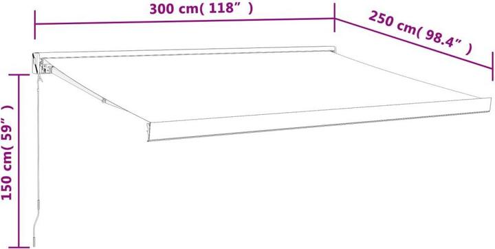 Actual product image VidaXL Articulated arm awning anthracite 3x2.5 m fabric and aluminium (3 m)