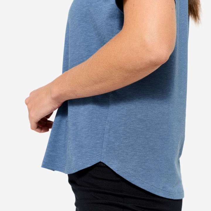 Actual product image Kimjaly Women's Short-Sleeved Yoga T-Shirt - Dark Blue (M)