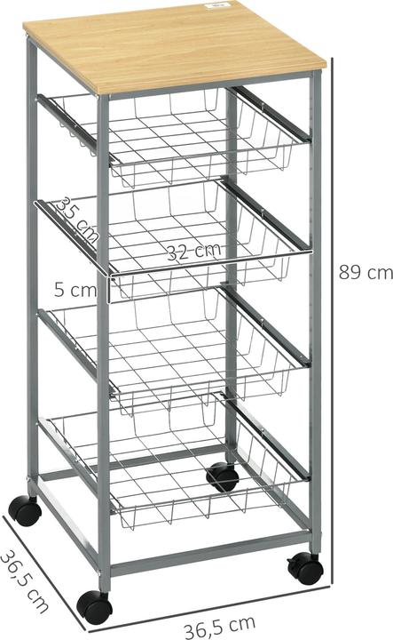 Image du produit Homcom Chariot de cuisine