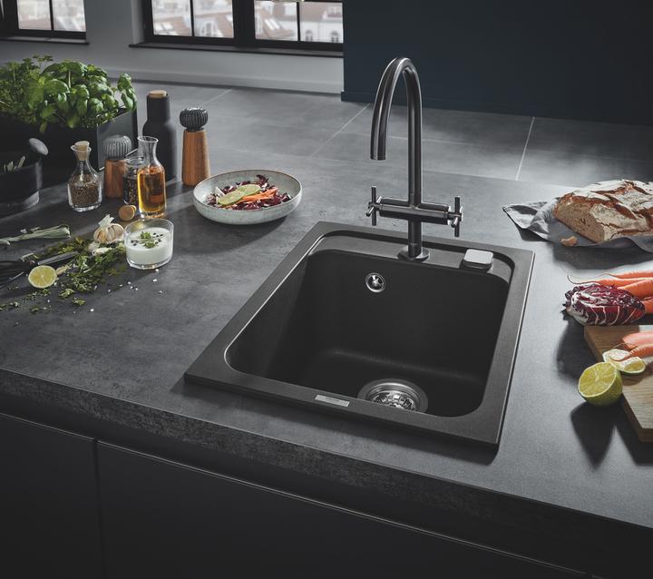 Produktbild Grohe Zweigriff-Spültischbatterie ATRIO 1/2" C-Auslauf su-st