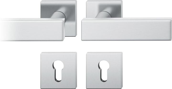 Actual product image FSB Lever handle set 12 1003 ASL on rosette angular PZ, satin stainless steel (Door set)