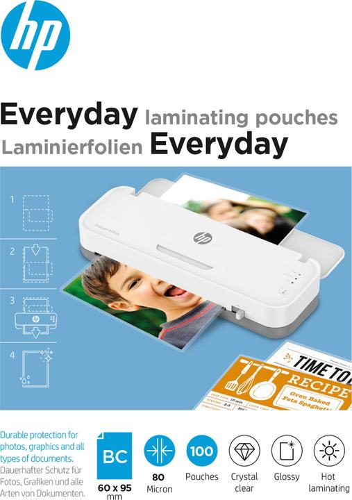 Image du produit HP Film de plastification Everyday pour cartes de visite 80 µm, brillant (60 x 95 mm, 100 pièce(s), 80 µm)