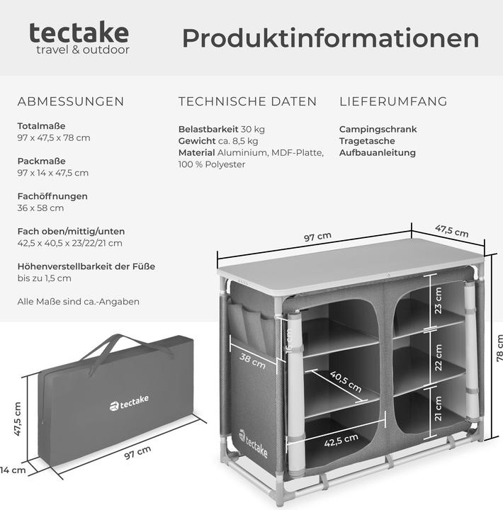 Actual product image tectake Camping kitchen