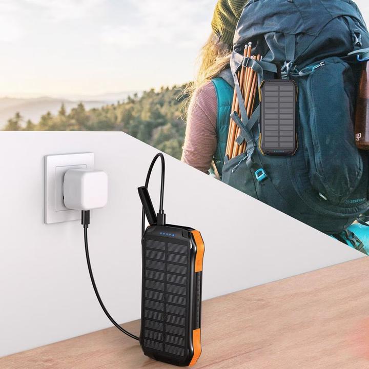 Immagine prodotto Choetech Powerbank solare con ricarica induttiva 10000mAh Qi 5W arancione (B659) (10000 mAh, 37800000 W, 10000 Wh)