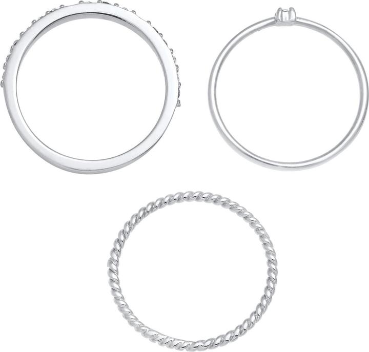 Image du produit Elli Bague multi-couleur émail cristal 3pcs 925 argent (54, Argent 925)