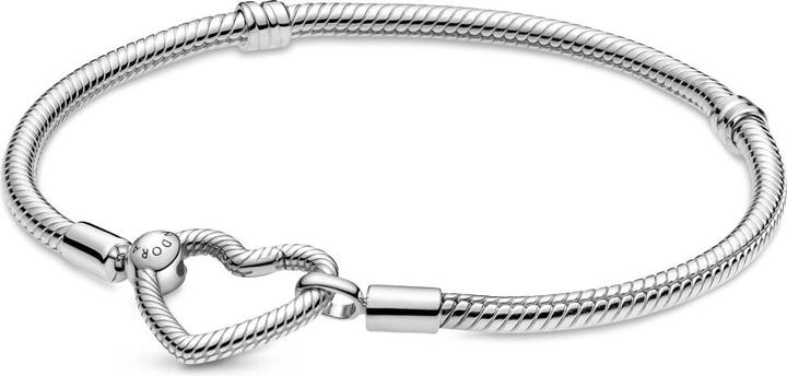 Pandora Armband Moments Snake Chain Herz Verschluss (17 cm, Sterling Silber 925)