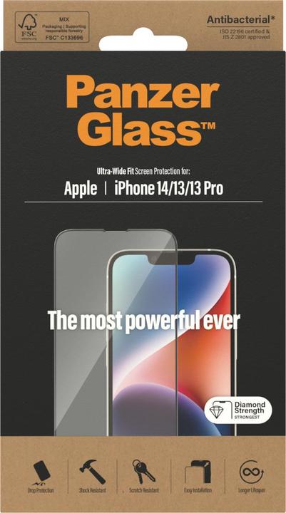 Immagine prodotto PanzerGlass Vestibilità ultra-ampia (1 Pezzo/i, Apple iPhone 13, Apple iPhone 14, Apple iPhone 13 Pro)