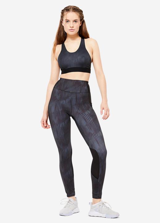 Produktbild Domyos Leggings Damen mit Smartphonetasche - FTI 120 grau/schwarz bedruckt (M)