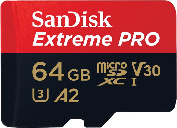 Actual product image SanDisk Extreme PRO UHS-I V30 (64 GB, microSDXC, U3, UHS-I)