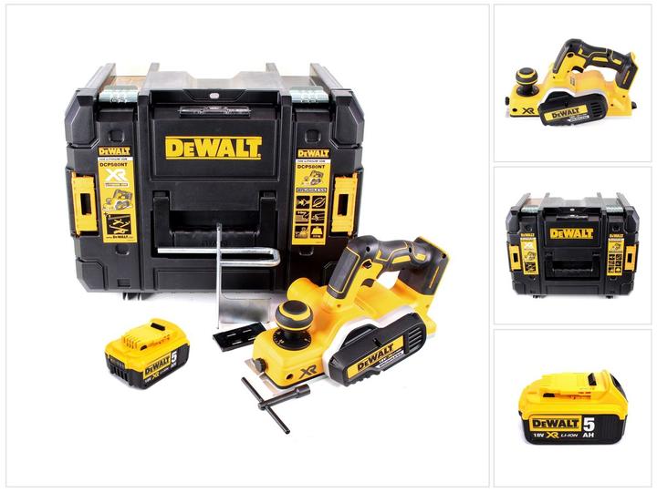 Image du produit DeWalt DCP 580 NT Rabot sans fil 18V 82mm + 1x batterie 5,0Ah + TSTAK - sans chargeur