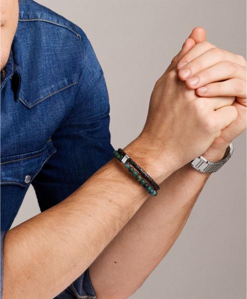 Actual product image Fossil Armband JEWELRY (21.50 cm, Leather, Stainless steel)