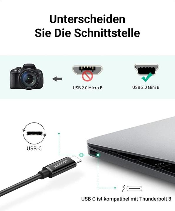 Produktbild Ugreen USB-C – Mini USB (1 m, USB 2.0)