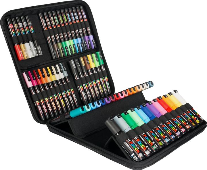 Image du produit Posca Marqueur Mallette (Jaune, Vert, Bleu, Multicolore, Rouge, 2.50 mm, 60 x)