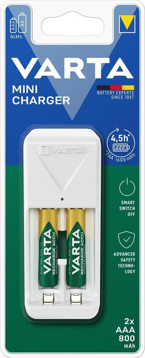 Image du produit Varta Mini chargeur 2x AAA (1 pcs, AAA, 800 mAh, Piles rechargeables + chargeur)