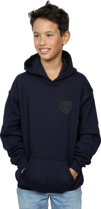 Actual product image Boys Black Panther Black On Black Chest Print Hoodie (140, 146)