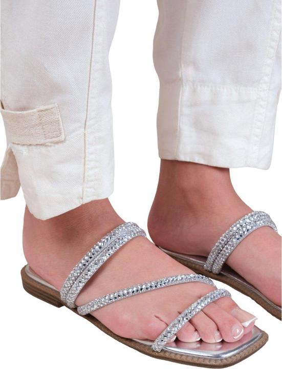 Actual product image Where's That From Womens/Ladies Dream Diamante Strappy Flat Sandals (38)