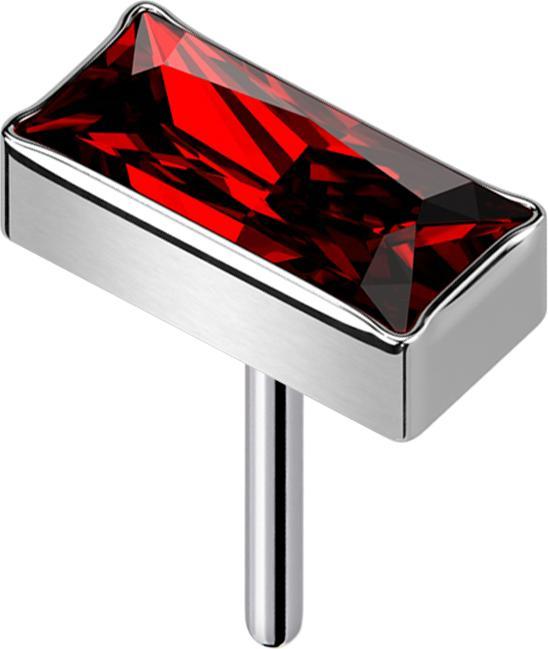 Star Piercing Threadless rechteck silber Kristall rot (ohne Messing, Titan G23)
