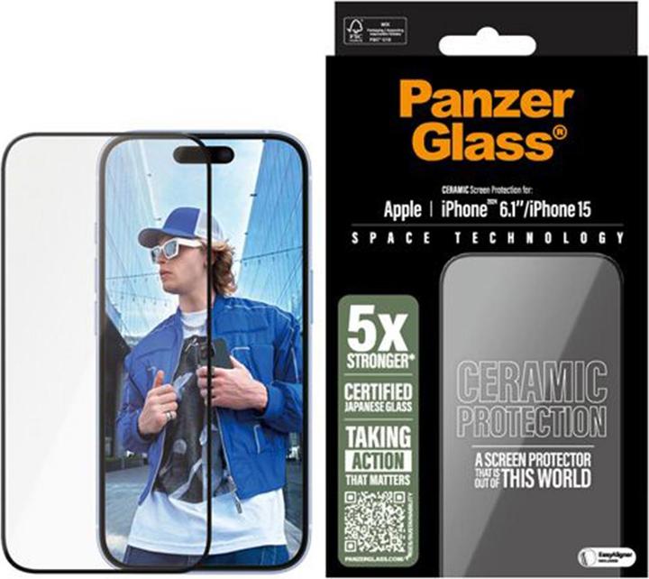 Image du produit PanzerGlass Ceramic Protection Ultra-Wide Fit (1 pièce(s), Apple iPhone 15, Apple iPhone 16)