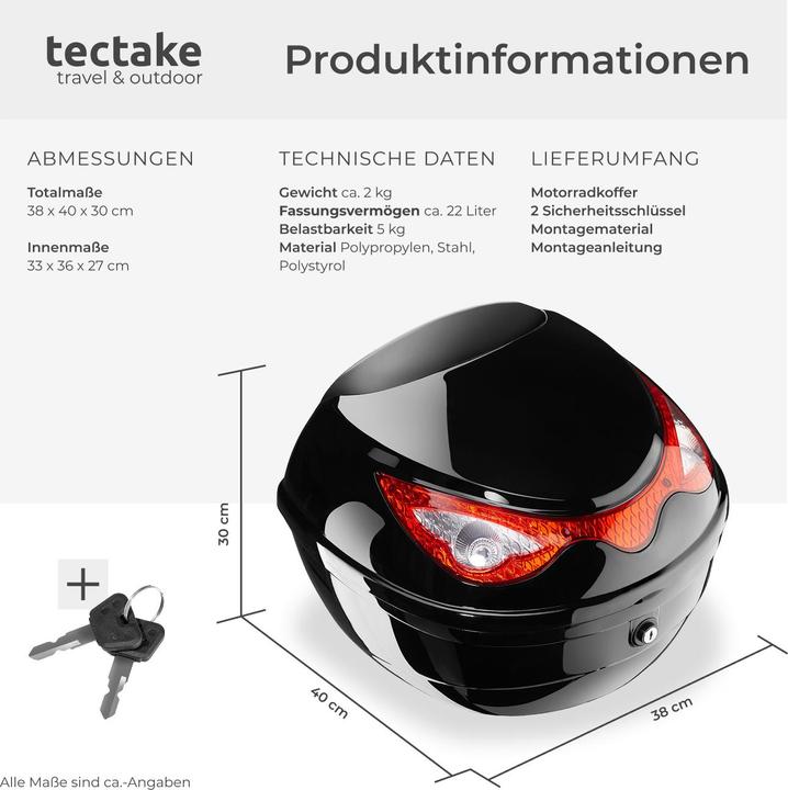 Produktbild tectake Motorradkoffer (22 l)
