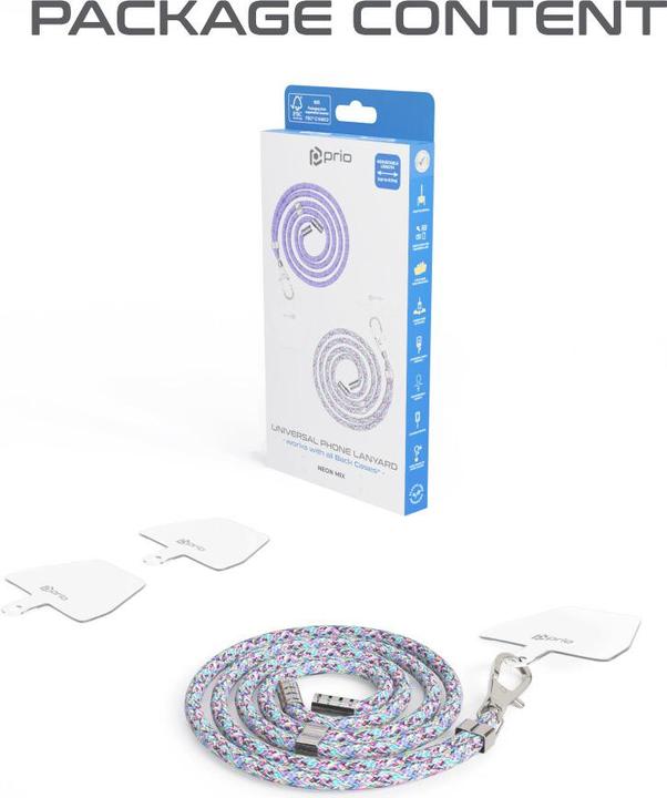 Image du produit prio Tour de cou universel pour téléphone portable 0.7m neon mix