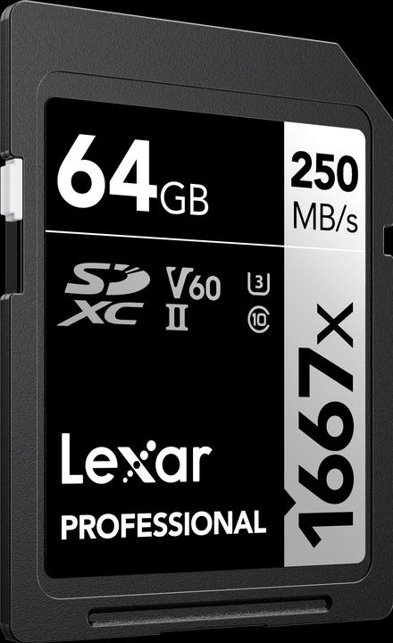 Actual product image Lexar Professional 1667x (64 GB, SDXC, U3, UHS-II)