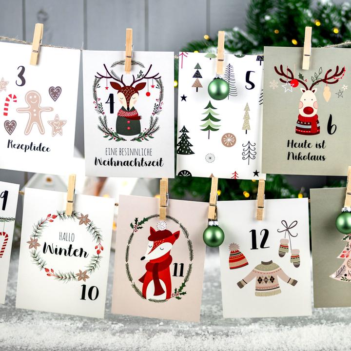 Produktbild Papierdrachen Adventskalenderset - 24 Karten zum Ausfüllen