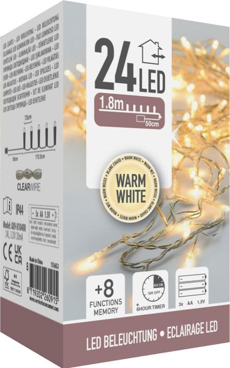 Produktbild H & S Collection 2er-Set LED Lichterkette mit 8 euchtmodi und Timer, 3,6m, batteriebetrieben, IP44 (3.60 m)