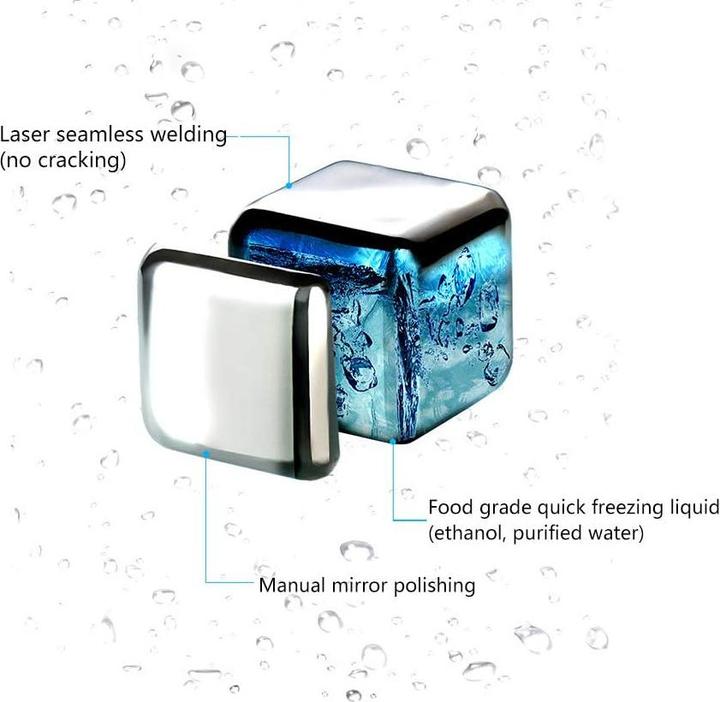 Actual product image PhoneLook Élégant et luxueux ensemble de glaçons polis et chromés Whisky / Cocktails (4 pièces) (Whisky stones)