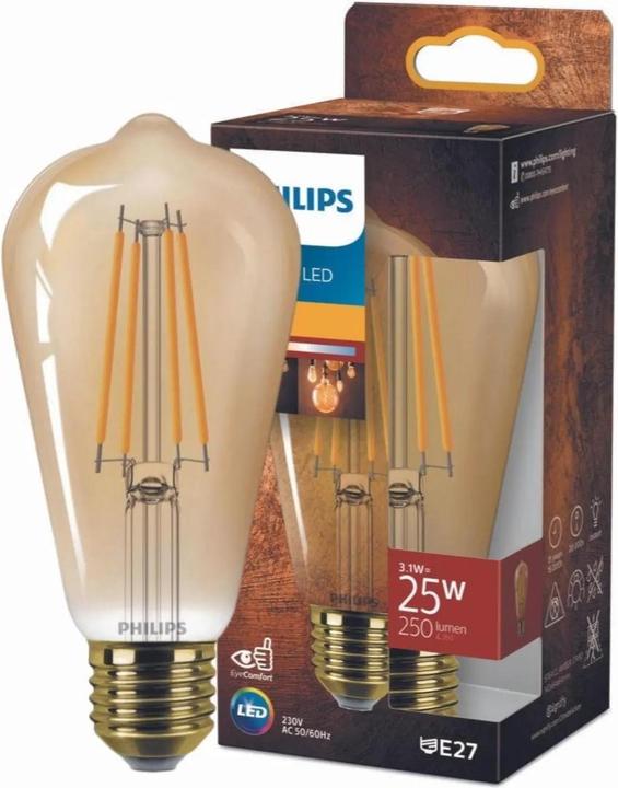Productafbeelding Philips ST64 25W 1800K E27 NDSRT Amber 1PF (E27, 3.10 W, 250 lm, 1 x, F)