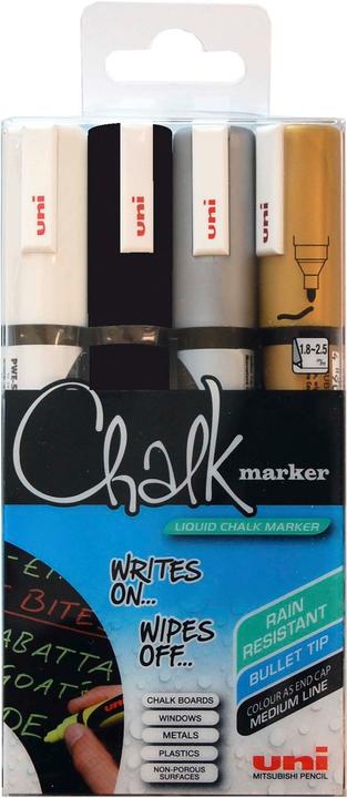 Produktbild Uni-ball Kreidemarker (Silber, Weiss, Schwarz, Gold, 2.50 mm, 4 x)