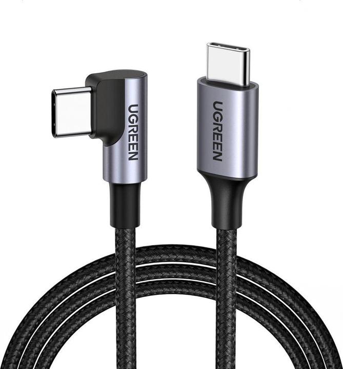 Image du produit Ugreen US255 Câble USB-C vers USB-C Elbow, 3A, 60W, 0.5m (Noir) (0.50 m, USB 2.0)