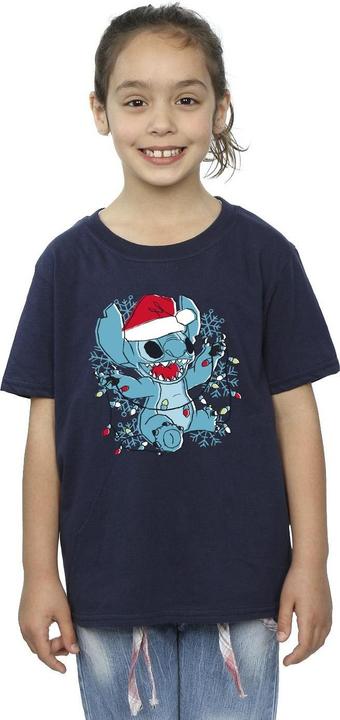Produktbild Disney Lilo And Stitch Christmas Lights Sketch TShirt Mädchen (140, 146)