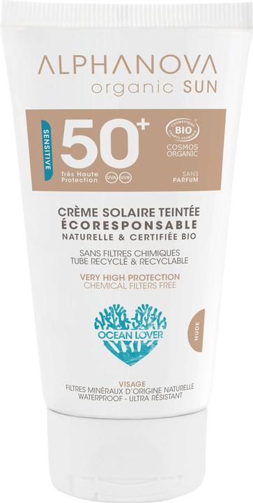 Immagine prodotto Alphanova Crema SUN biologica leggermente colorata ipoallergenica SPF50+ senza profumo 50 g (Crema solare, SPF 50+, 50 g)