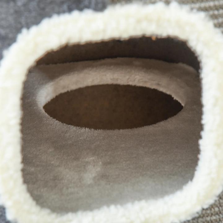 Actual product image PawHut Scratching barrel for cats 3 levels chipboard velvety grey+white 40x40x74cm (74 cm, Grey)