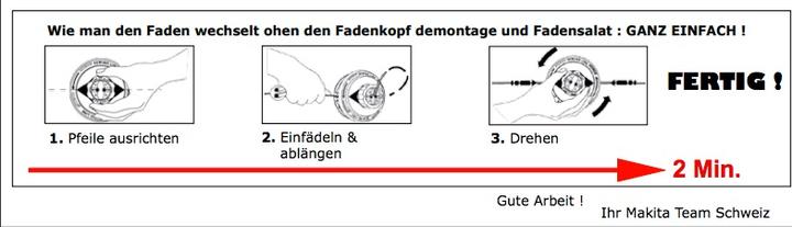 Produktbild Makita 2 Faden-Schneidkopf (Rasentrimmer, Trimmerfaden + Fadenspule)