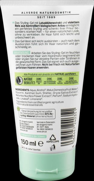 Produktbild dm alverde Styling-Gel Bio-Lotusblüte, Bio-Violetter Reis (Haargel, 36 ml)