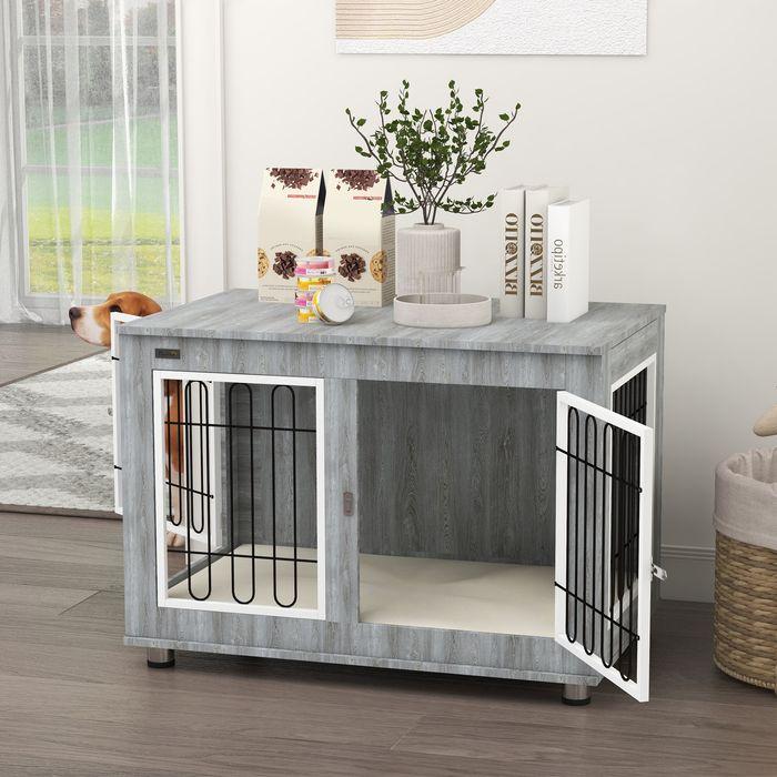 Produktbild Swisshandel24 Hundekäfig, Hundehütte, Haustierkäfig mit Kissen, 2 Verriegelungen für Mittelegrosse Hunde, Hundebox (Hundehütte)